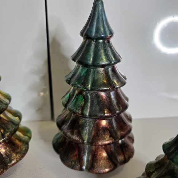4 HANDCRAFTED Upcycled Green Brown Holiday Trees HANDPAINTED Tabletop Art Decor - Picture 5 of 15
